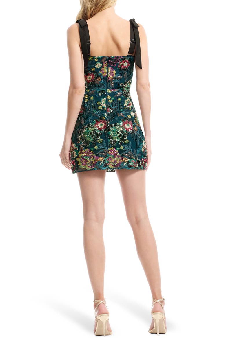 Dress the Population Wanda Sequin Floral Cocktail Minidress, Alternate, color, Peacock Blue Multi