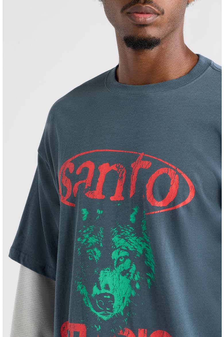 Wolf Layered Graphic T-Shirt, Alternate, color, BATTLE GREY