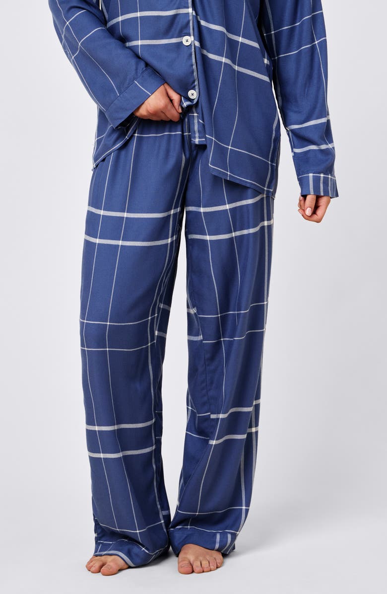 Papinelle Comfy Plaid Pajamas, Alternate, color, Navy/ Biscuit