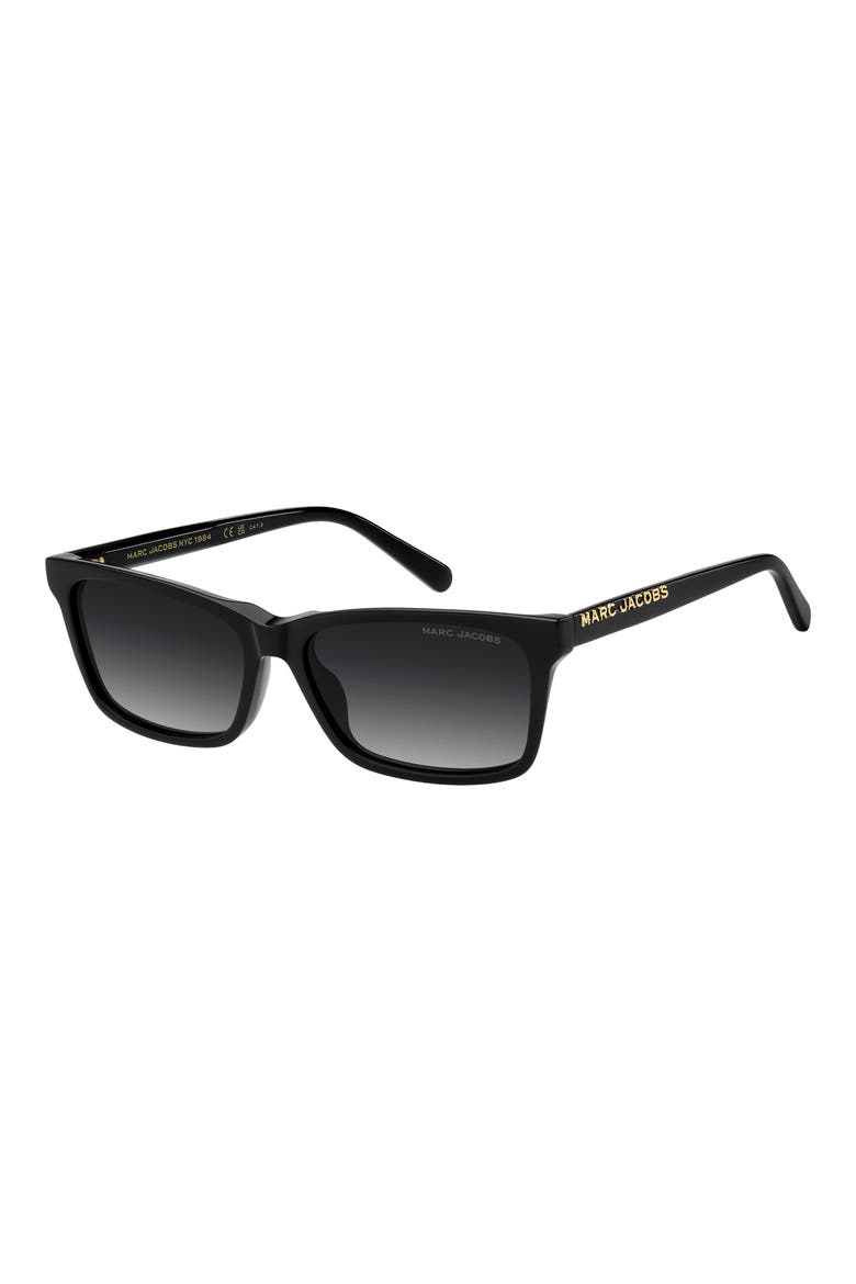 56mm Rectangular Sunglasses, Alternate, color, BLACK/ DARK GREY SF