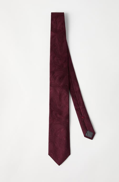 Brunello Cucinelli Silk Tie With Pattern In Burgundy
