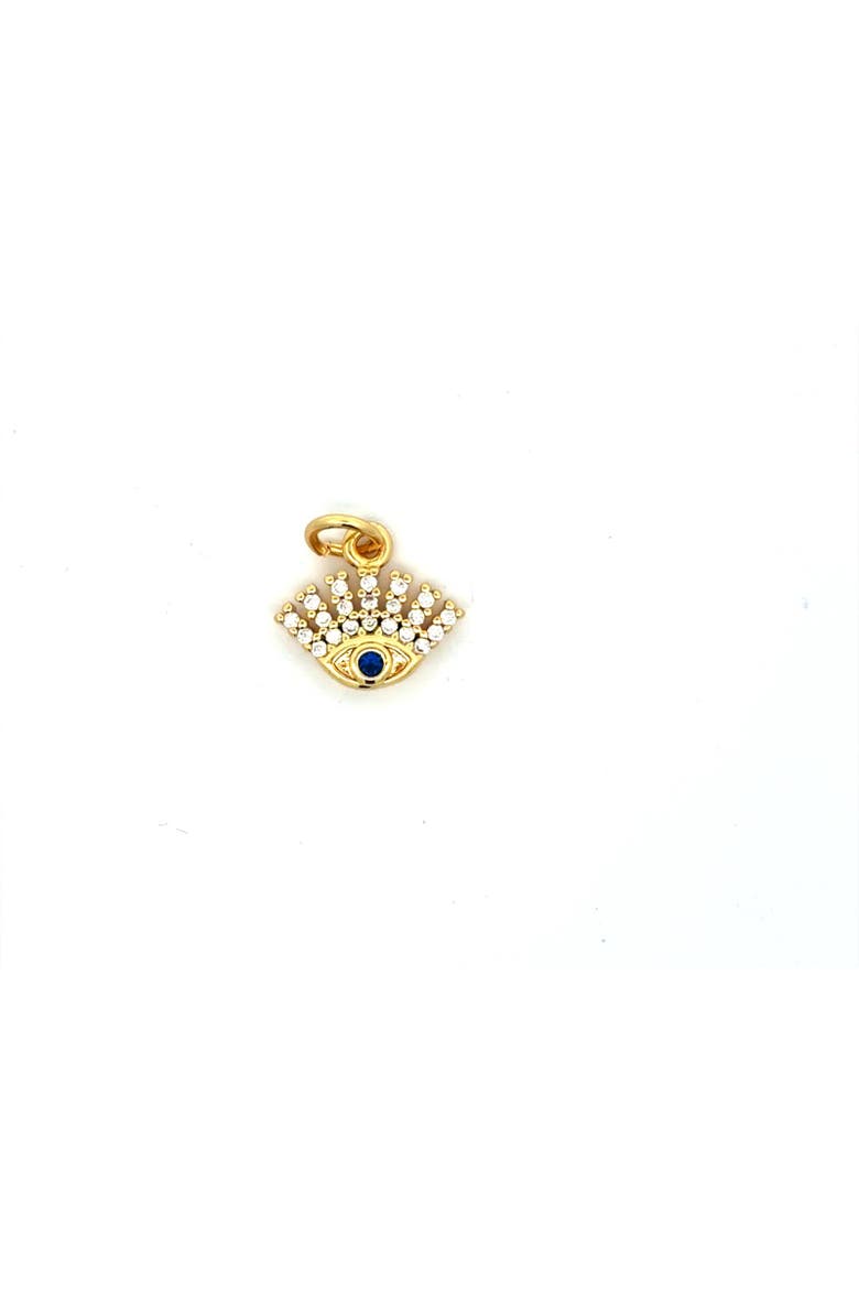 Blue Evil Eye Hamsa Charm, Alternate, color, Blue/Gold