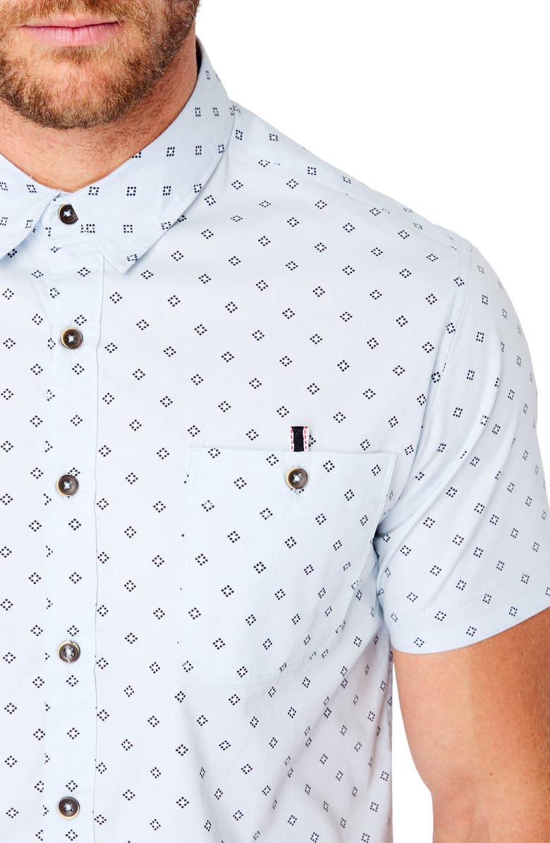 7 Diamonds Flux Slim Fit Short Sleeve Button-Up Shirt, Alternate, color, Light Blue