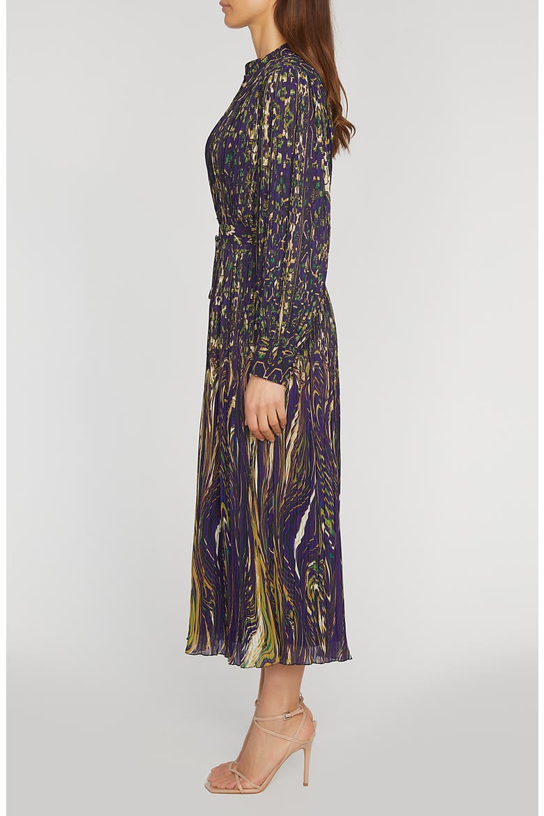 The Alamada Abstract Print Long Sleeve Chiffon Shirtdress, Alternate, color, STERLING PALACE PRINT