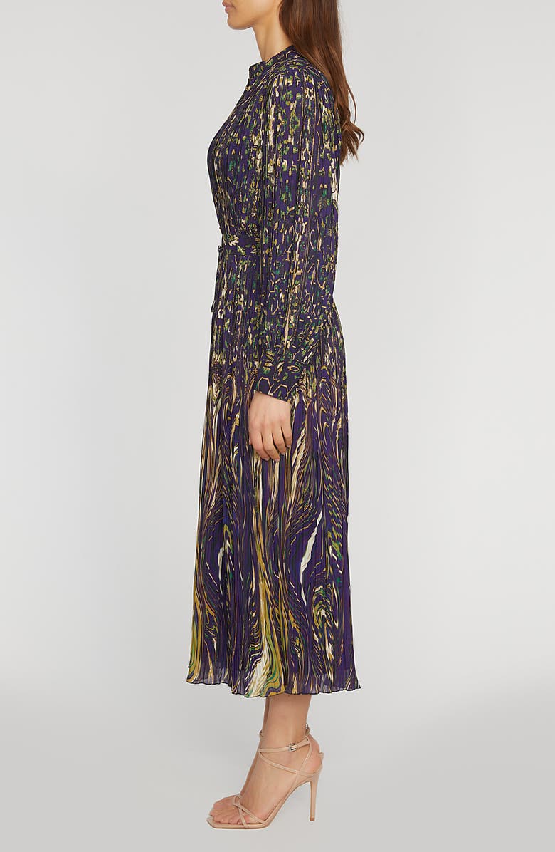 Elie Tahari The Alamada Abstract Print Long Sleeve Chiffon Shirtdress, Alternate, color, 