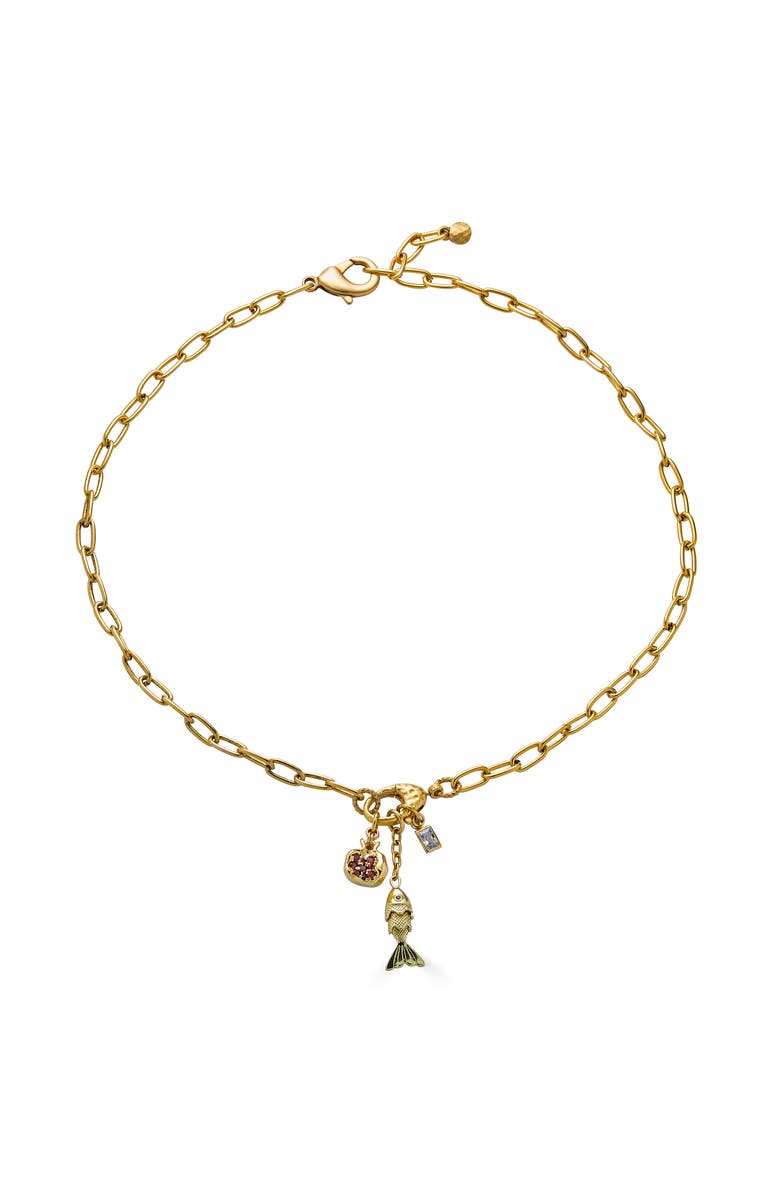 Loni Paul Jewelry Fish and Pomegranate Charm Drop Necklace, Main, color,