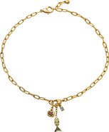 Loni Paul Jewelry Fish and Pomegranate Charm Drop Necklace