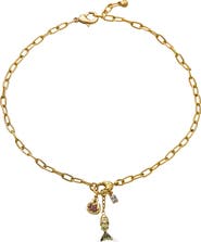 Loni Paul Jewelry Fish and Pomegranate Charm Drop Necklace