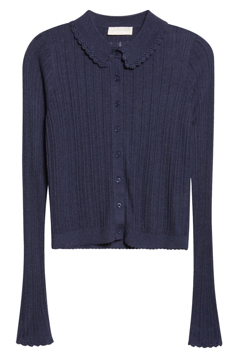 Lottie Pointelle Rib Cardigan, Alternate, color, MIDNIGHT
