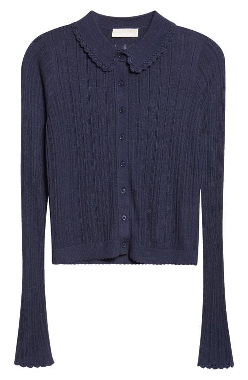 Ulla Johnson Lottie Pointelle Rib Cardigan In Blue