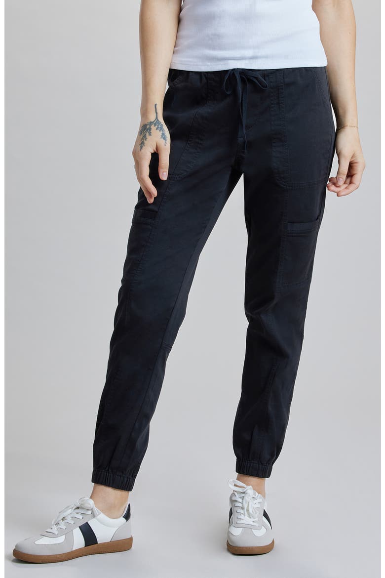 Milla Cotton Blend Sateen Joggers, Main, color, BLACK