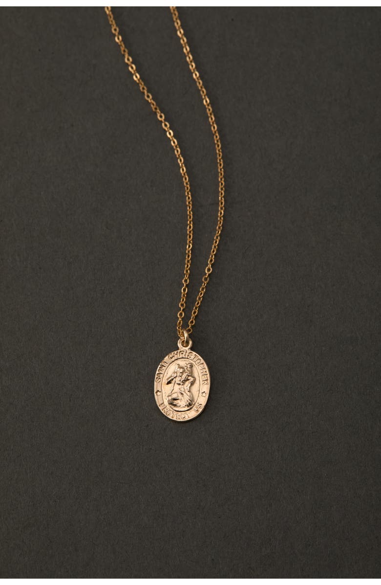 Set & Stones St. Christopher Charm Necklace, Alternate, color, Gold