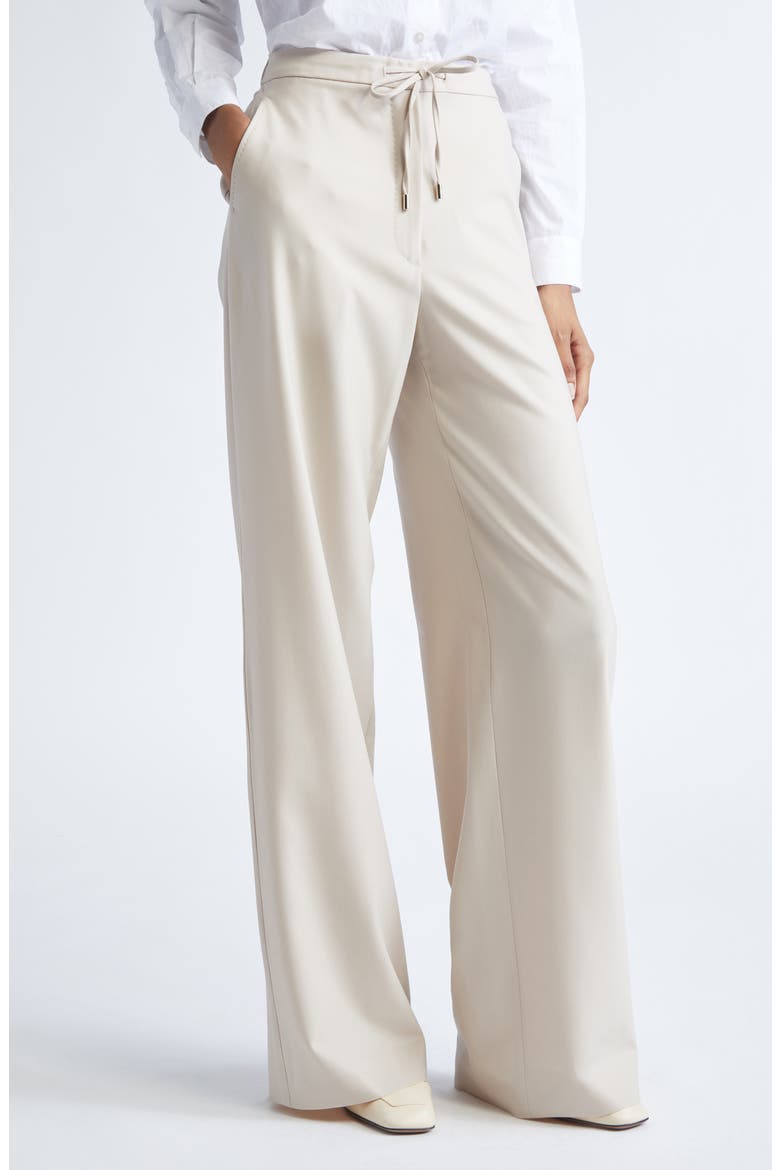 Denaro Wool Stretch Twill Wide Leg Pants, Alternate, color, BEIGE