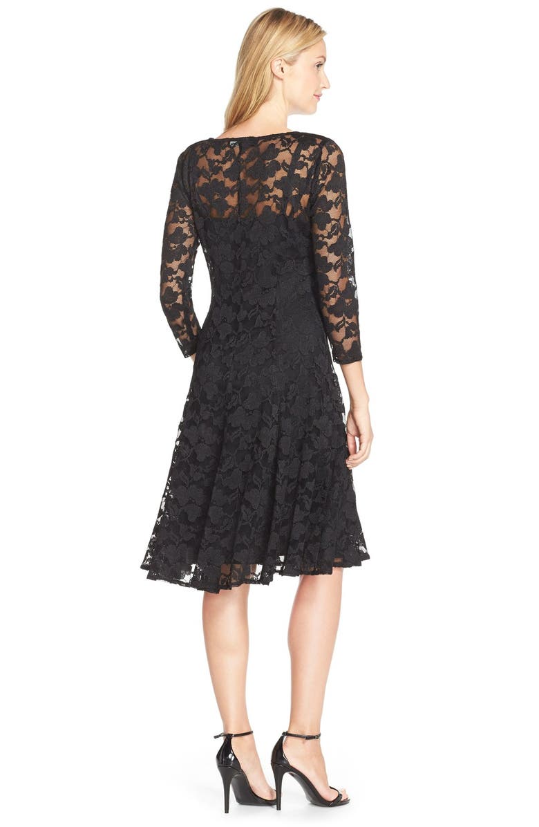 Chetta B Lace Fit & Flare Dress, Alternate, color,