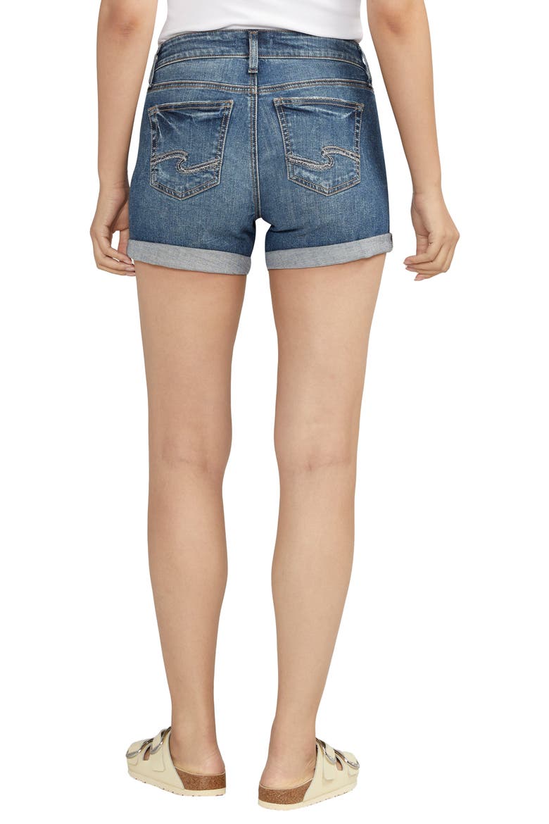 Suki Curvy Fit Cuffed Denim Shorts, Alternate, color, INDIGO