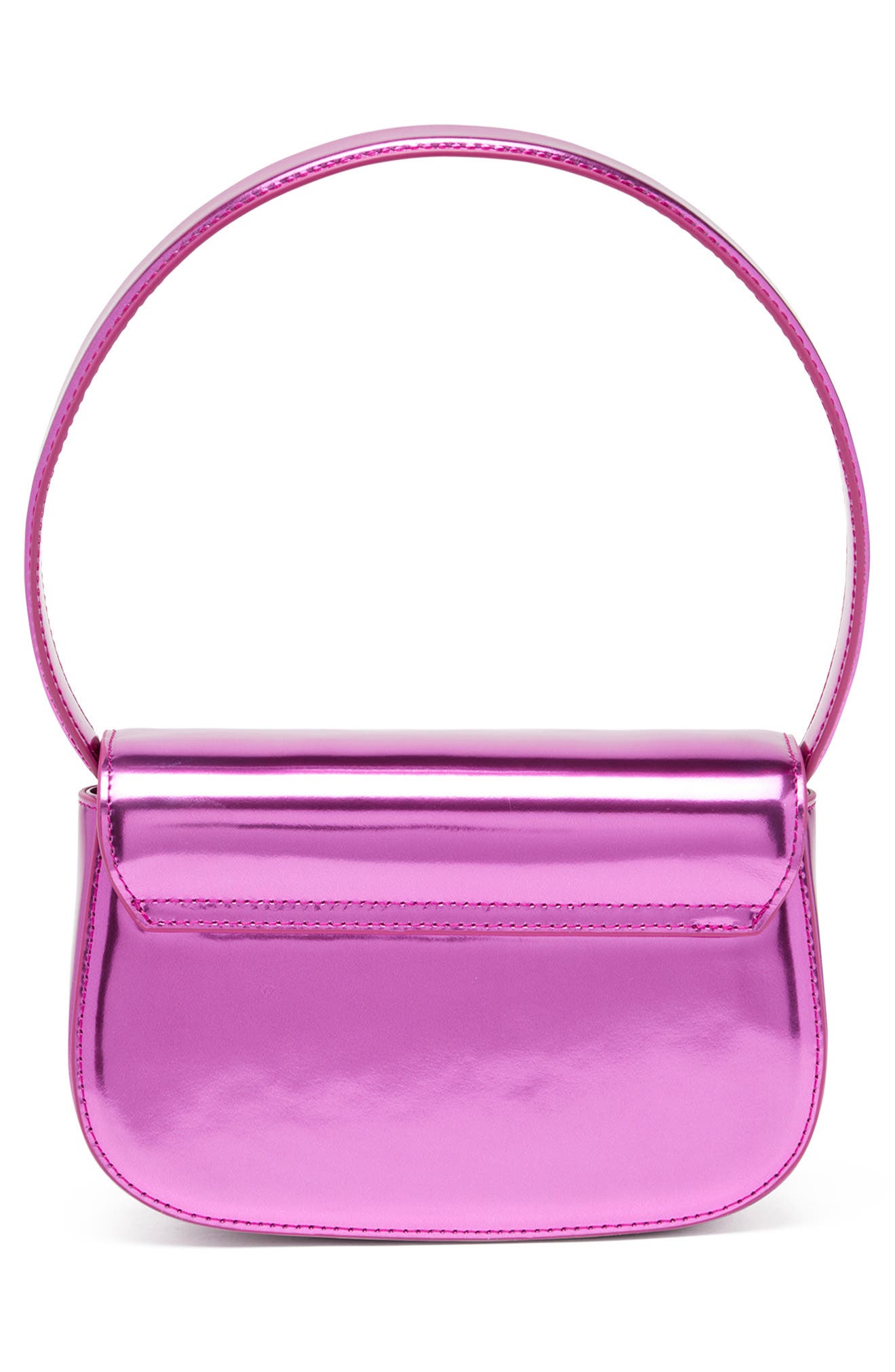 DIESEL<sup>®</sup> Oval D Buckle Metallic Leather Shoulder Bag, Alternate, color, Fuschia