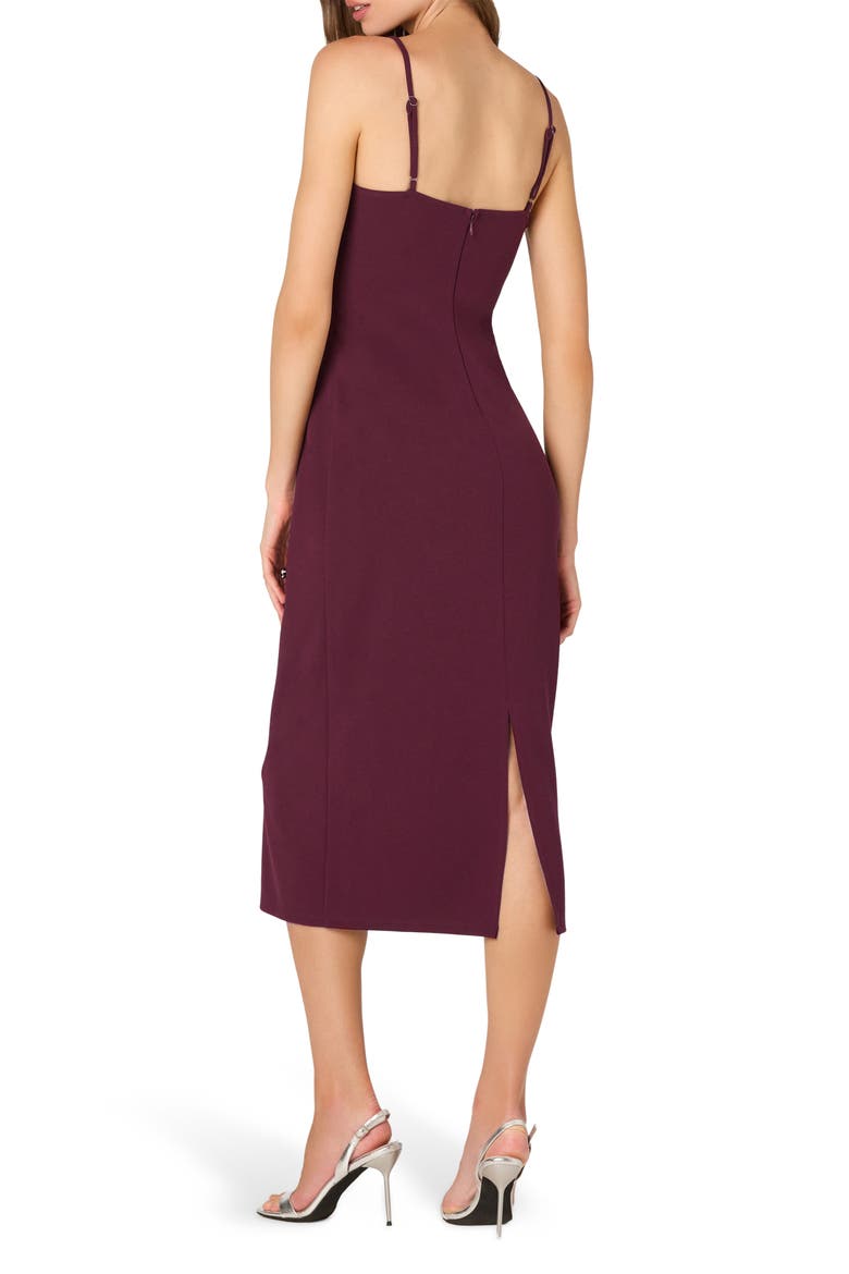 Bow Strap Midi Dress, Alternate, color, BURGUNDY