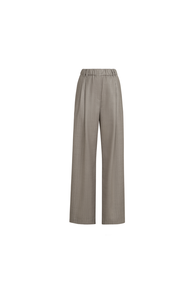 Sparkling virgin wool pinstripe track trousers with monili, Alternate, color, Silver
