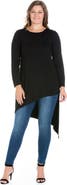 24seven Comfort Apparel Plus Size Long Sleeve Knee Length Asymmetrical  Tunic Top