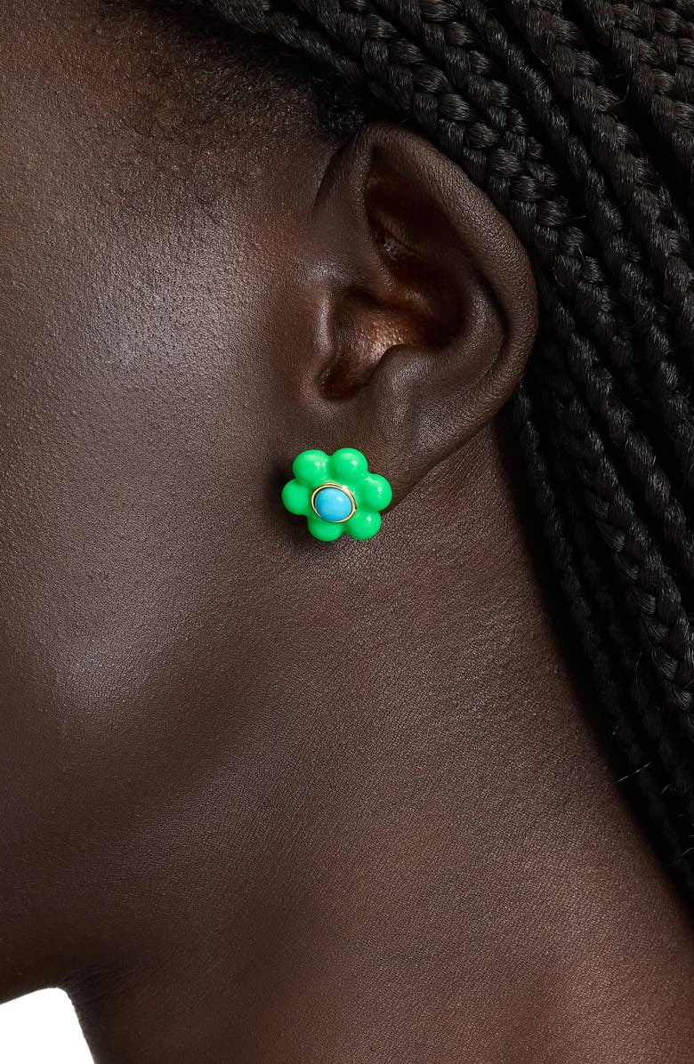 Kate Spade New York petal puff stud earrings, Alternate, color, Green Multi/ Gold