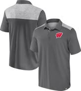 FANATICS Men's Fanatics Gray Wisconsin Badgers Iconic Brushed Blocked Polo