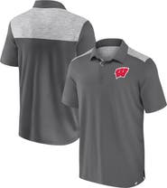 FANATICS Men's Fanatics Gray Wisconsin Badgers Iconic Brushed Blocked Polo