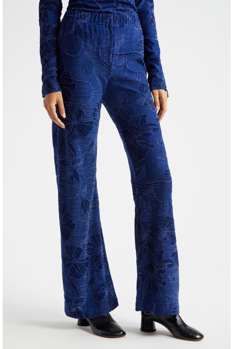 Metallic Floral Jacquard Pants, Alternate, color, FINE LINE POPPIES