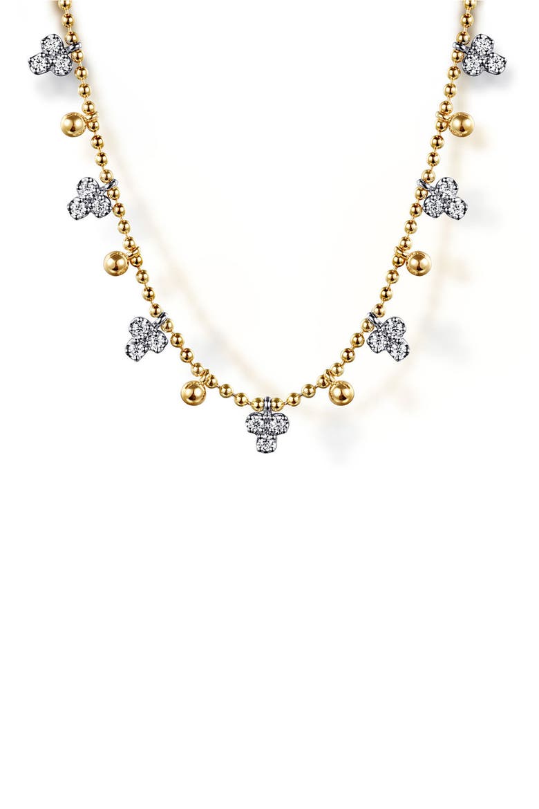 Bujukan Bead & Diamond Droplet Necklace, Main, color, TWO TONE