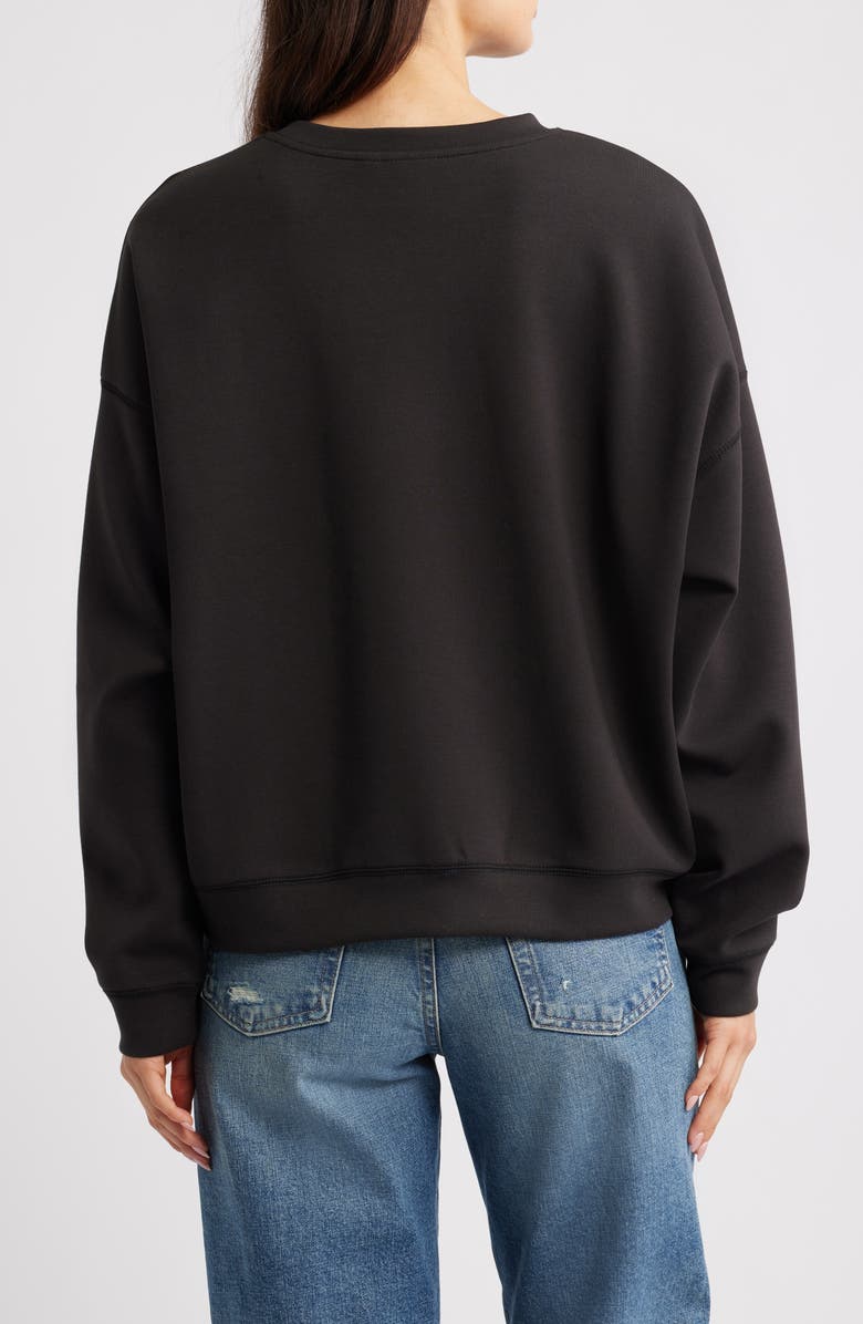 ICHI Ihkelicia Amor Sequin Appliqué Sweatshirt, Alternate, color, Black