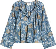 Cleobella Allison Print Tie Neck Organic Cotton Top