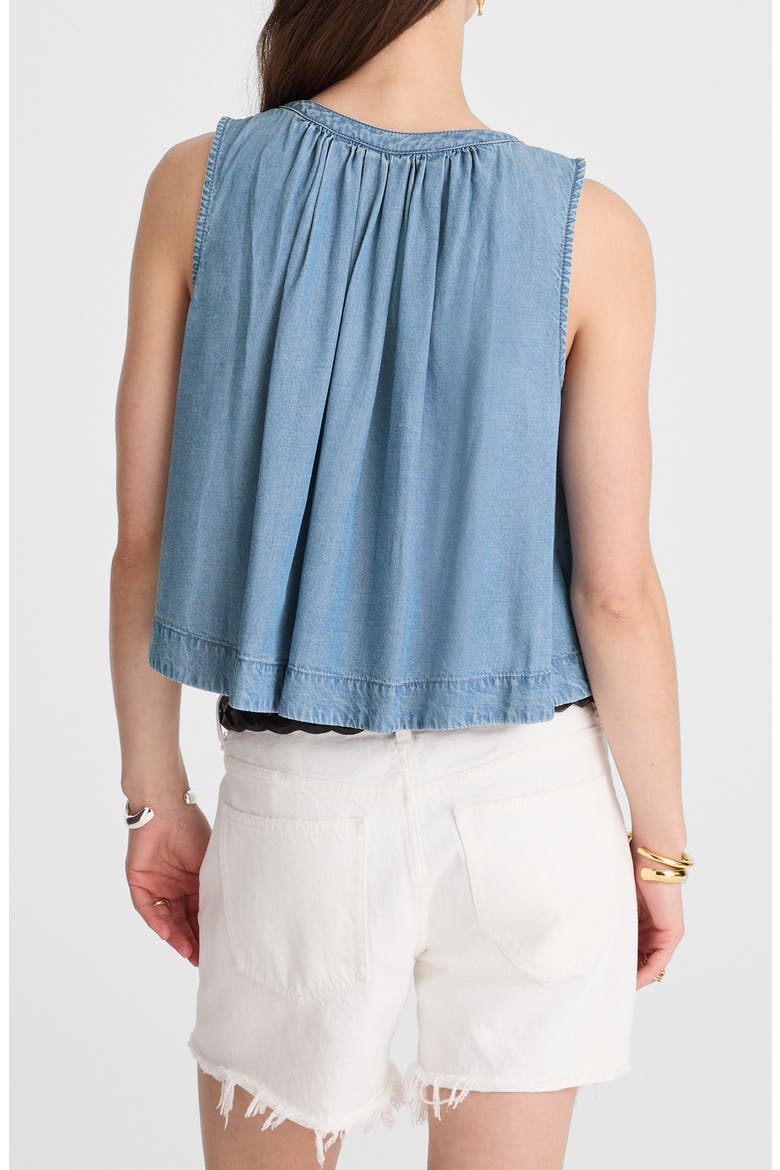 Denim Button-Up Tank Top, Alternate, color, ASHBURY WASH