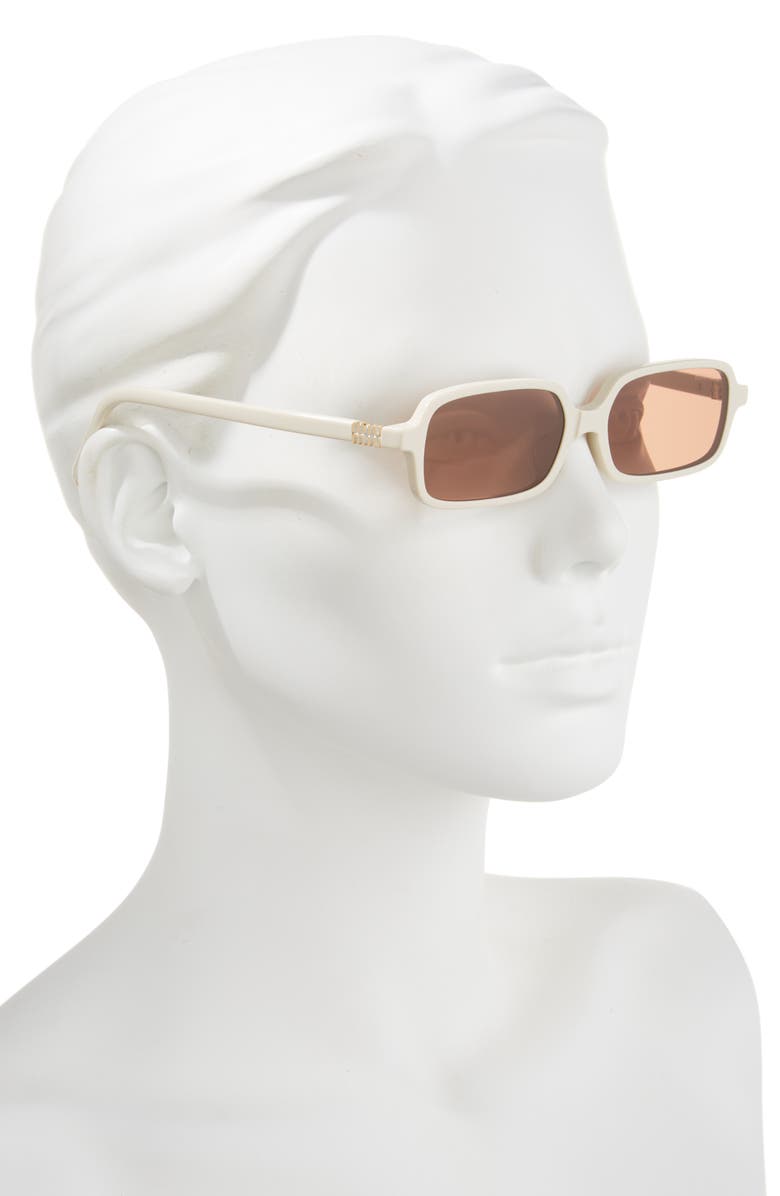 Miu Miu 52mm Rectangular Sunglasses, Alternate, color, Milk/ Brown
