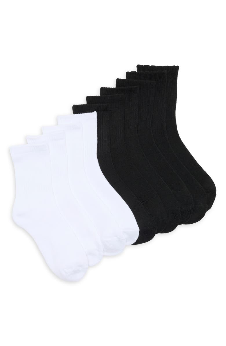 Tahari 5-Pack Full Cushion Mid Crew Socks, Main, color, Black/ White