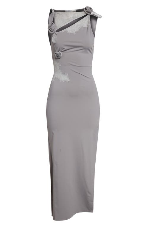 Coperni Flower Asymmetric Lace Dress In Multi