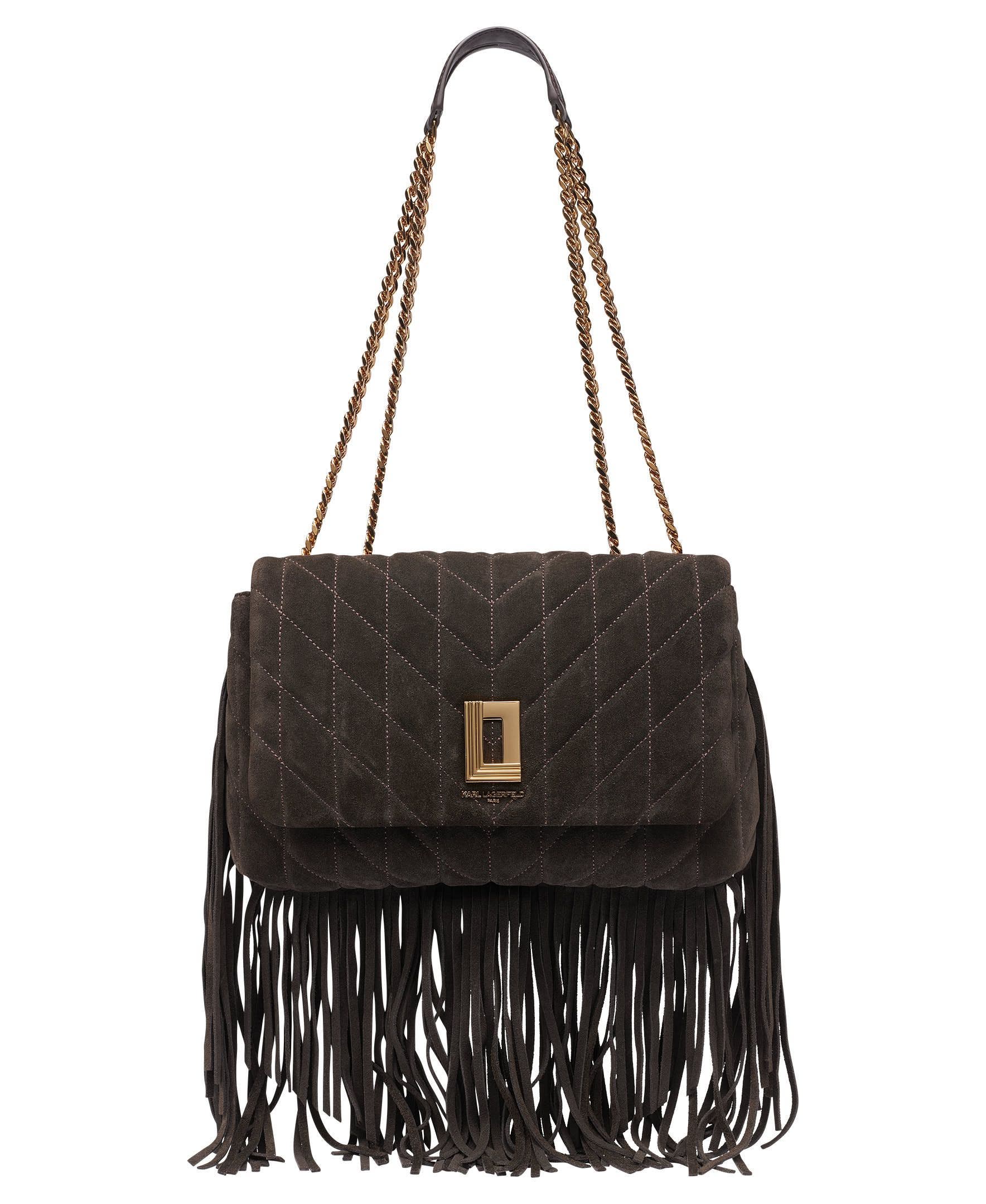 Lafayette Suede Fringe Shoulder Bag, Main, color, Fudge