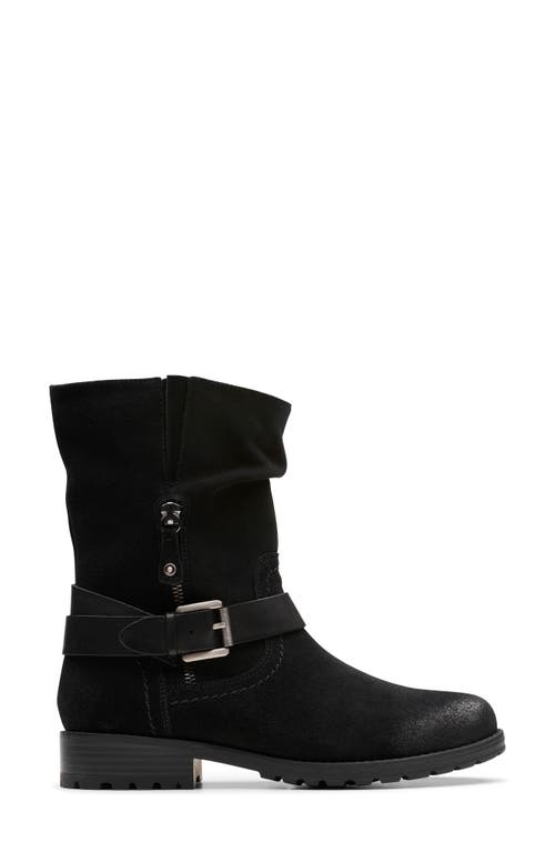 Clarks ® Nissini Burnished Leather Slouch Boot In Black
