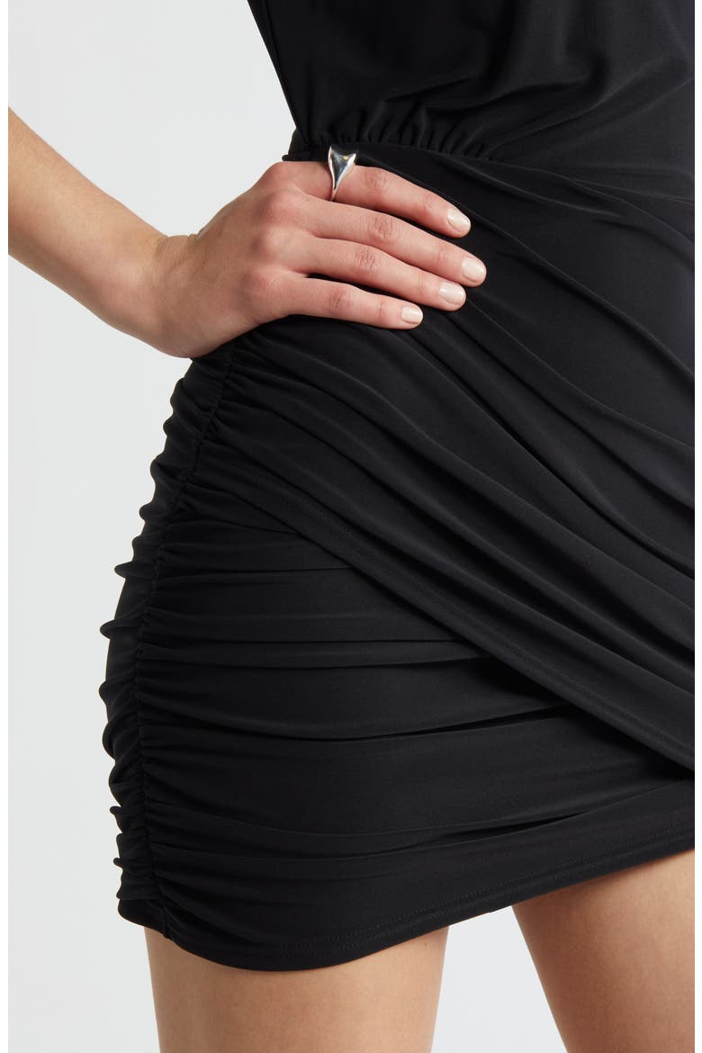 Faux Wrap Jersey Dress, Alternate, color, BLACK