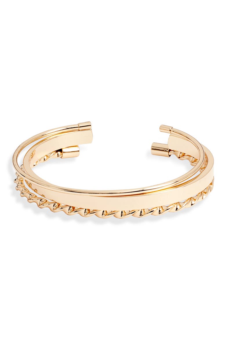 Set of 3 Cuff Bracelets, Main, color, GOLD
