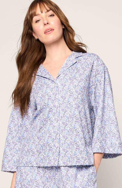 Petite Plume Olivia Wide Leg Pima Cotton Pajamas In Blue