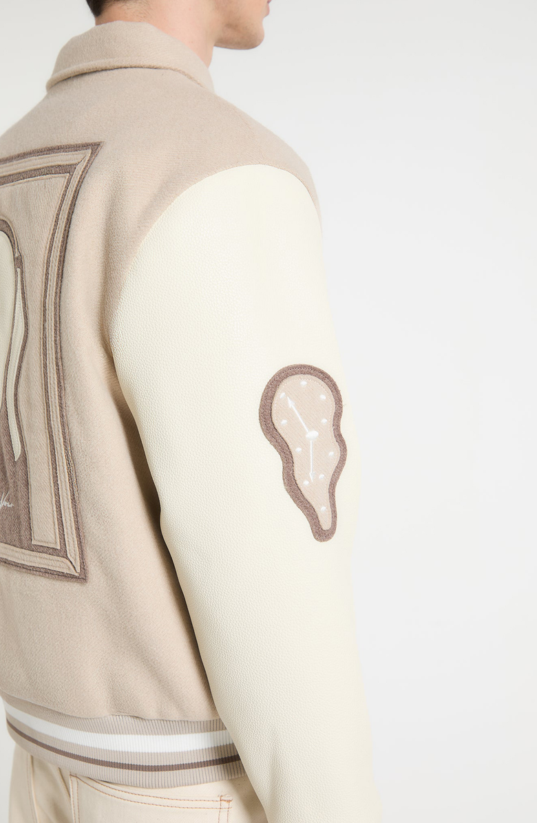 Manière De Voir Le Galerie Wool-Blend Varsity Jacket, Alternate, color, Beige