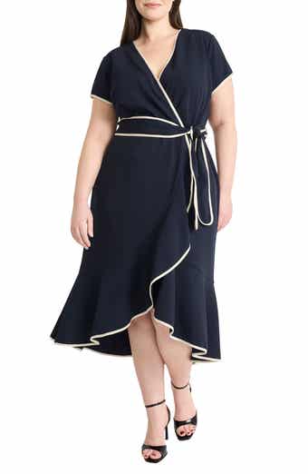 Maggy London Contrast Trim Wrap Midi Dress