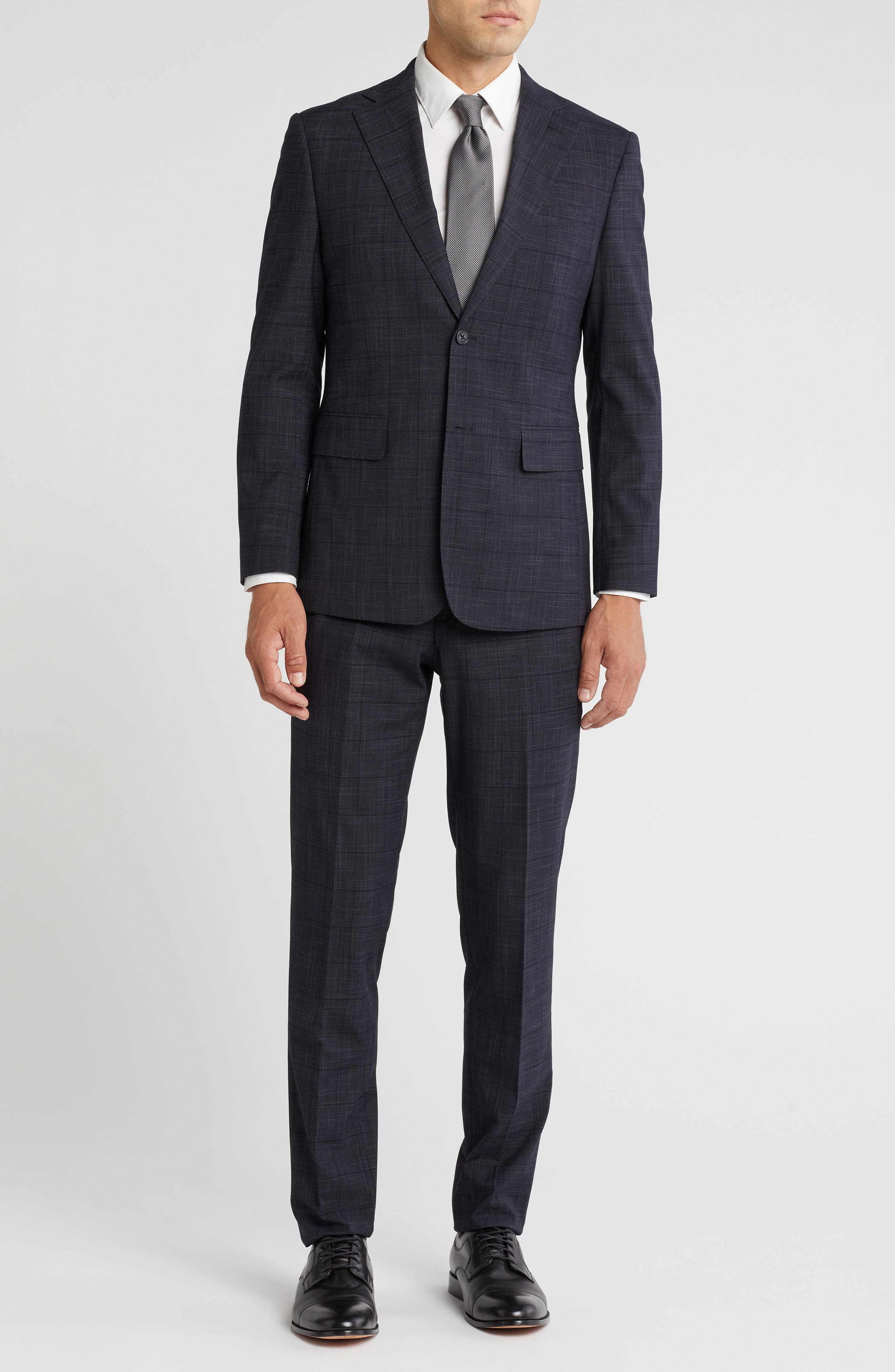 English Laundry Plaid Trim Fit Notch Lapel Two-Piece Suit