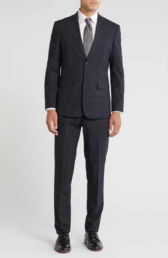 English Laundry Plaid Trim Fit Notch Lapel Two-Piece Suit