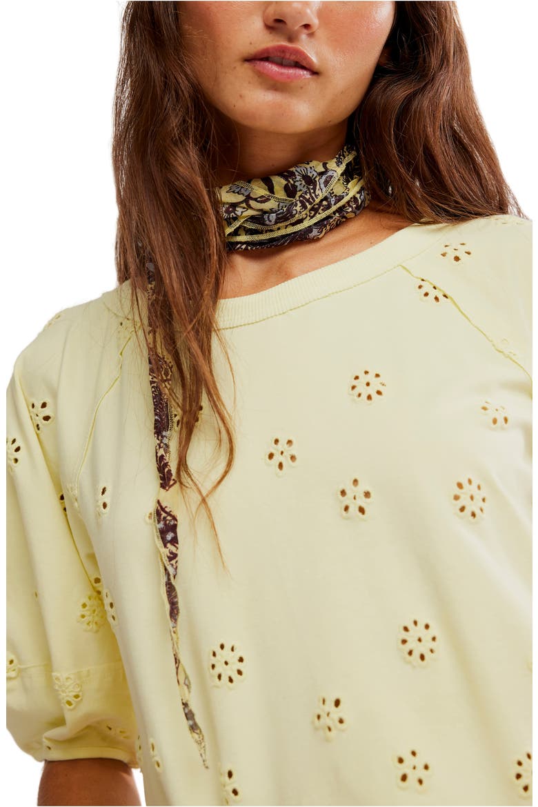 Jessie Eyelet Puff Sleeve Top, Alternate, color, LEMON WATER COMBO
