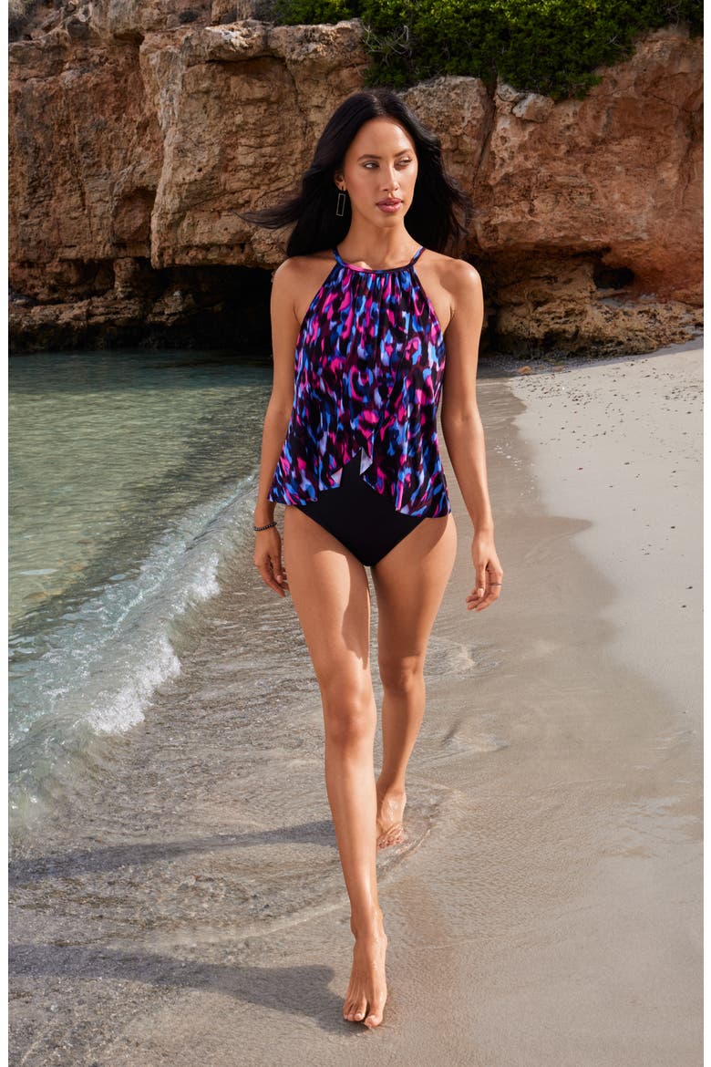 Cherry Bomb Aubrey One-Piece Swimsuit, Alternate, color, BLACK/ BLUE MULTI