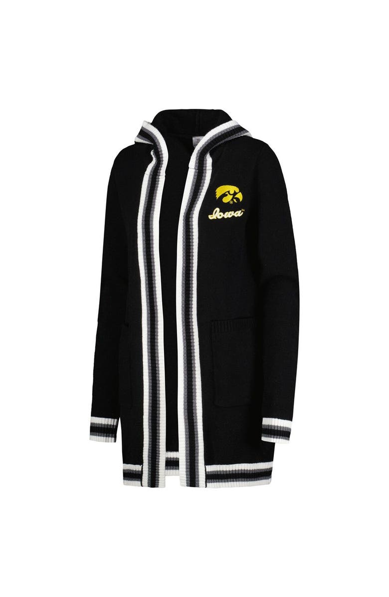 GAMEDAY COUTURE Women's Gameday Couture Black Iowa Hawkeyes One More Round Tri-Blend Striped Hooded Cardigan Sweater, Alternate, color, Black