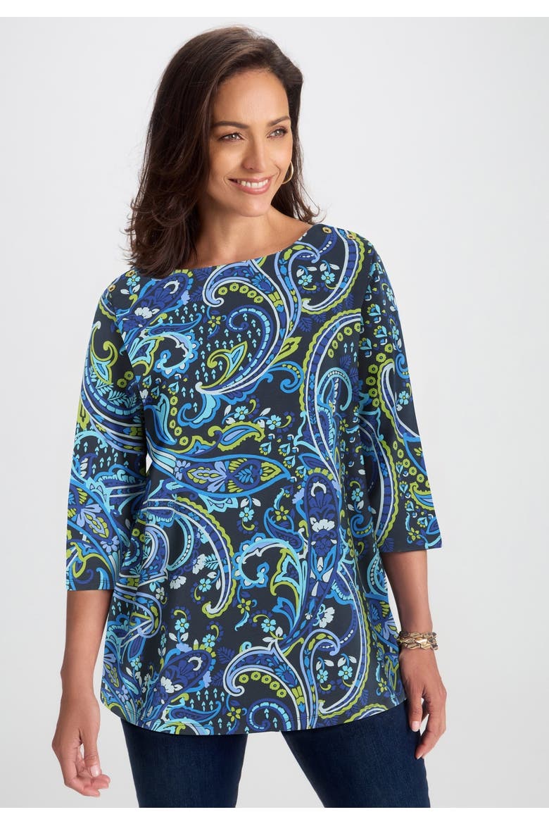 Stretch Cotton Boatneck Tunic, Alternate, color, WHITE