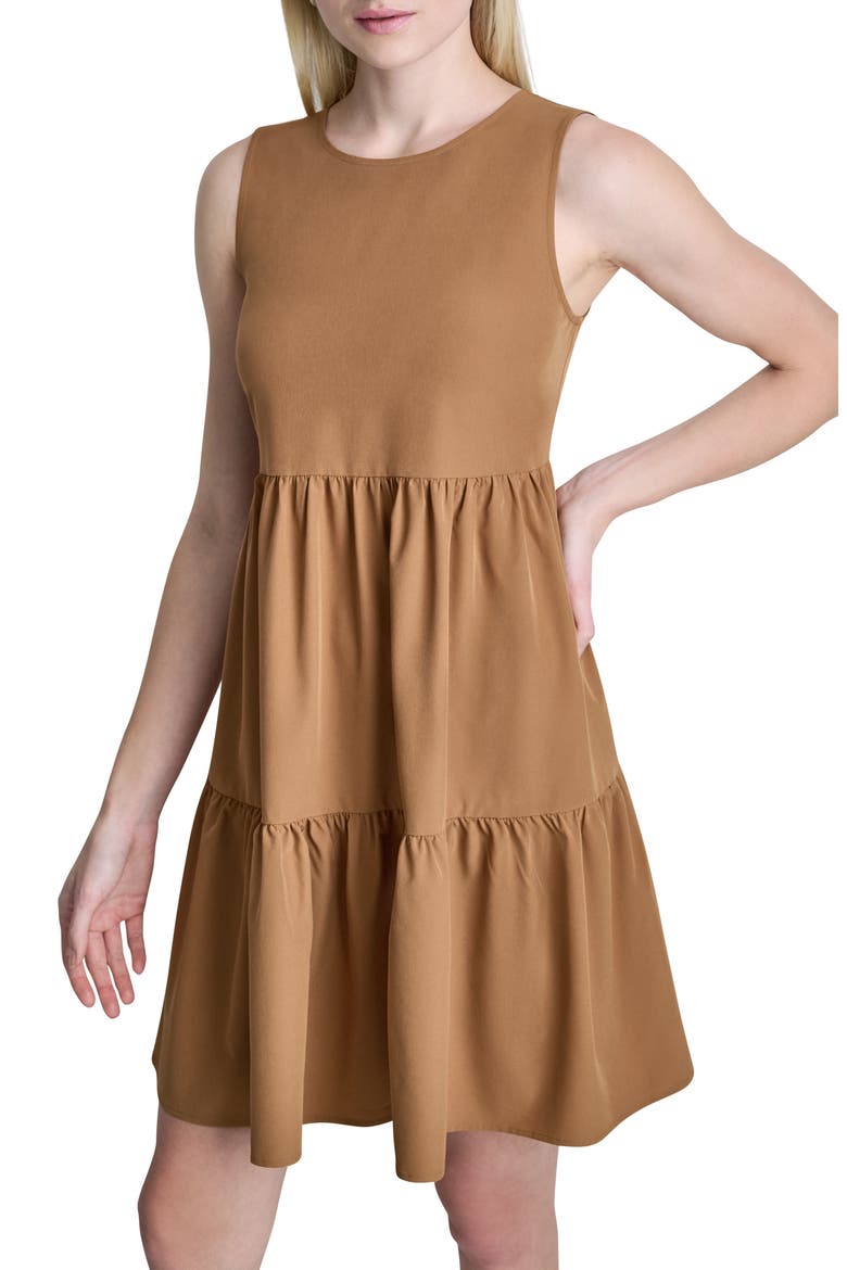Commuter Sleeveless Swing Minidress, Alternate, color, LUGGAGE