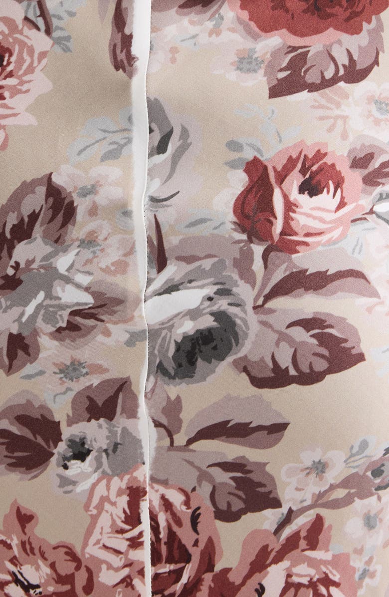 Acne Studios Floral Print Draped Cowl Neck Satin Midi Dress, Alternate, color, Multi Beige