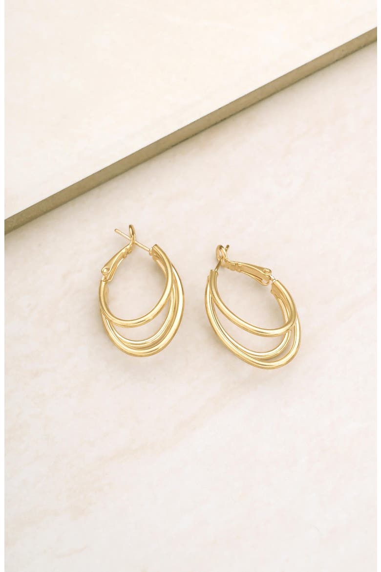 Classic Triple Hoop Earrings, Alternate, color, GOLD
